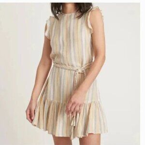 Marine Layer Laney Dress Linen Blend Beachy Stripe  NWT S